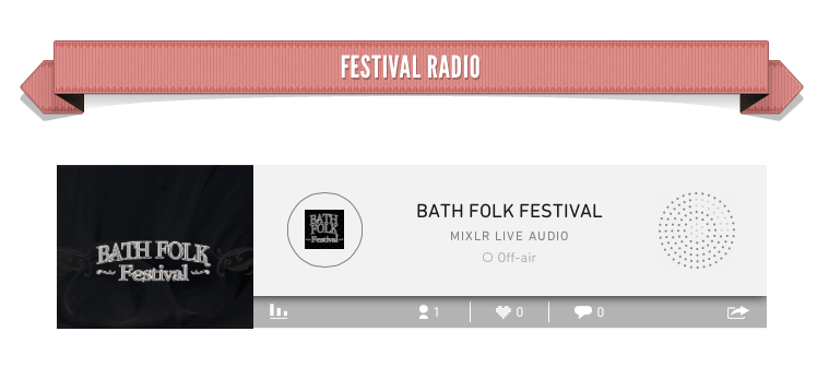 Embedded Mixlr player at Bath Folk Festival website